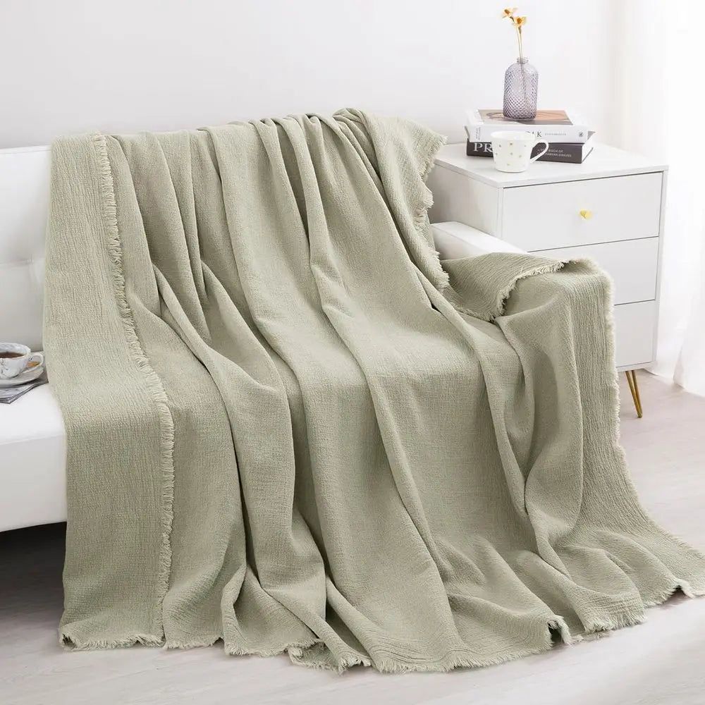 88x92 100% Pure Linen Oversized King Blanket - Soft Linen Reversible Throw Blanket in Natural Color Bed Blanket (Flax Color, 88x