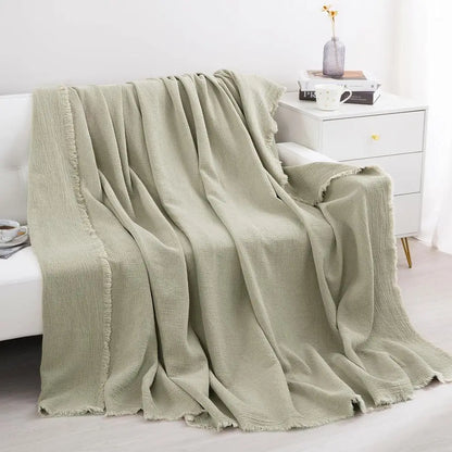 88x92 100% Pure Linen Oversized King Blanket - Soft Linen Reversible Throw Blanket in Natural Color Bed Blanket (Flax Color, 88x