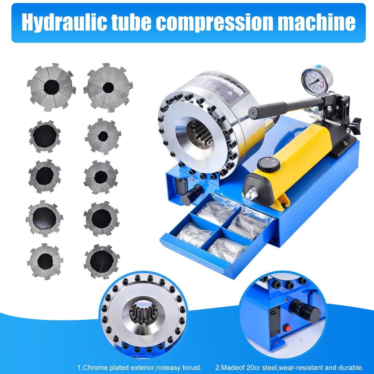 Hydraulic Hose Crimper | Handheld Tube Crimping Machine | Portable Hydraulic Hose Press Tool | for Excavator Pipelines, Agricultural Machinery