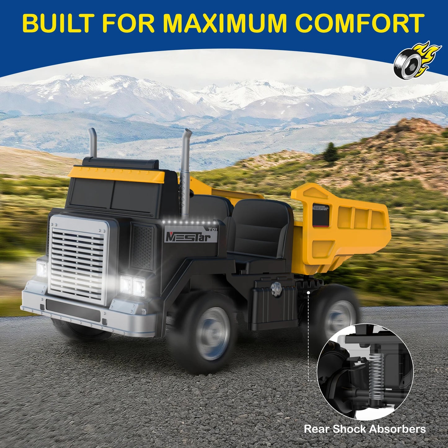 LIGIANT 24V Ride On Dump Truck for Big Kids, 4WD/2WD, Remote, Dump Bed, LED, Bluetooth, Suspension, Perfect Christmas Gift