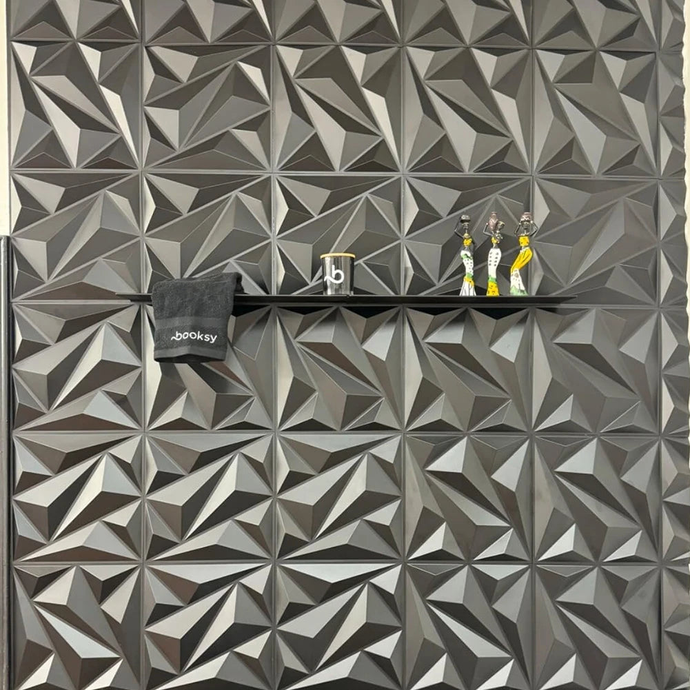 50/100Pcs Mural Tile Panel Mold 30x30cm Self-Adhesive Tile 3D Wall Sticker Black/White for Living Room Gaming Room TV Background