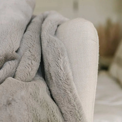 Minky Designs Ash Gray Minky Blanket – Ultra Soft Faux Fur Throw Blanket for Couch, Bed & Home – Fluffy, Warm & Luxurious – Posh