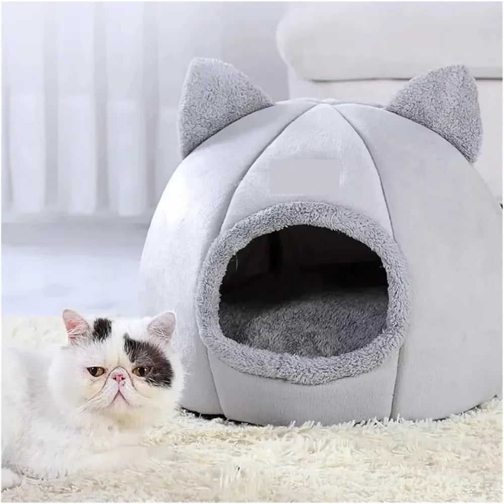 Extra Large Semi-Enclosed Warm and Cozy Pet Bed for Cats and Dogs with Non-Slip Surface and Thick Padding