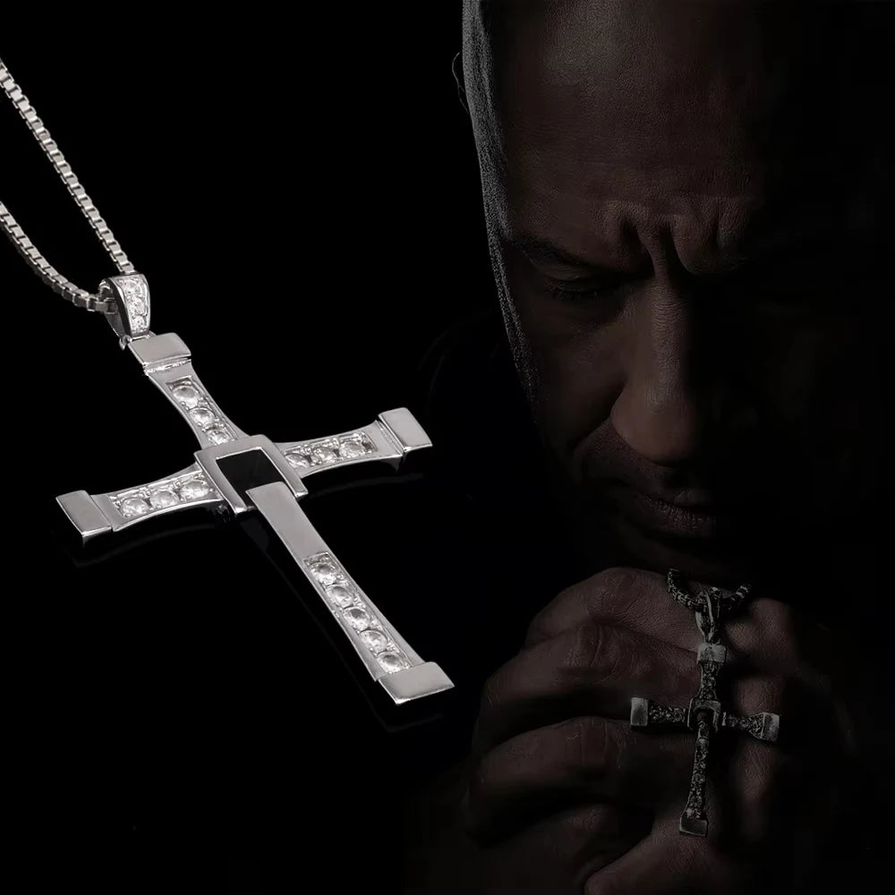 925 Sterling Silver Cross Pendant Necklace for Men Fast and Furious Dominic Toretto Movie Jewelry Hiphop Male Gift