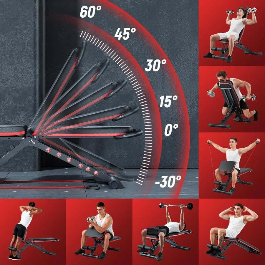 Adjustable Weight Bench for Home Gym, Foldable Workout Bench