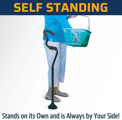 Adjustable Self-Standing Walking Cane with Ergonomic Forearm Grip for Enhanced Stability and Support