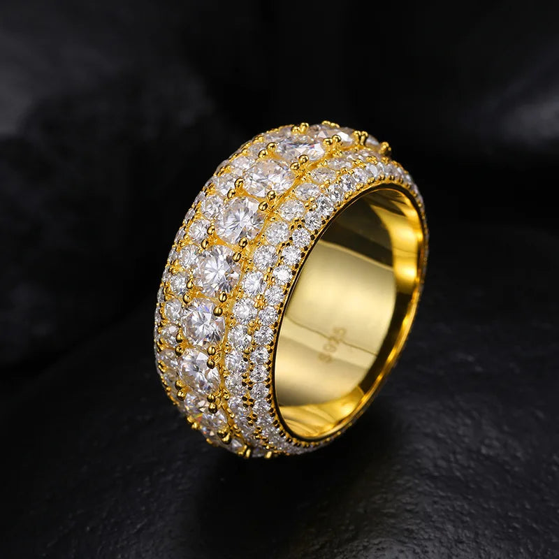 S925 Sterling Silver Moissanite Trendy Ring, Hip-Hop Ring, Men's Hip-Hop Ring Accessories, Rap Singer Street Party Decoration, Exquisite Jewelry, Valentine's Day/Commemorative Gift, Birthday Gift, Unique Jewelry