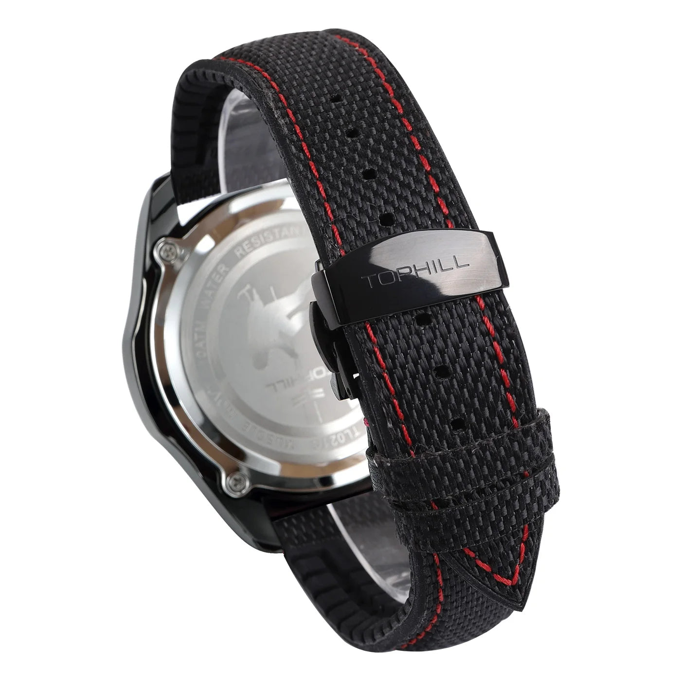 TOPHILL Men’s Solar Chronograph Watch Military Style 43mm VS75 Movement Sapphire Crystal 100M Waterproof Wristwatch
