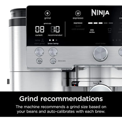 Ninja Luxe Café 3-in-1 Espresso, Drip Coffee and Cold Brew Machine | Intergrated Coffee Grinder, Milk Frother, Assisted Tamper &