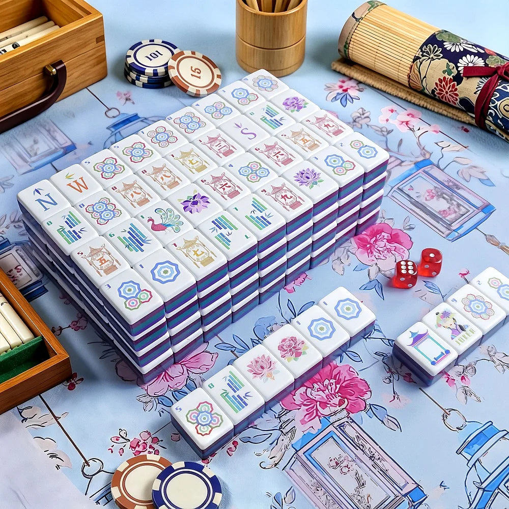 American Mahjong Tile Set 160 Premium Acrylic 4-Layer Tiles Mahjong Board Game for Parties, Tournaments & Tabletop Gatherings