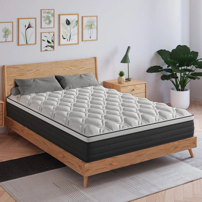 Twin Full King Queen Mattress in A Box, 12/14 Inch Hybrid Memory Mattresses Euro Top Medium Firm for Back & Lumbar Support
