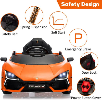 12V Ride On Car for Kids Electric Vehicle Battery Powered Sports Car Toy with Bluetooth, USB, Music, Remote Control, Headlight