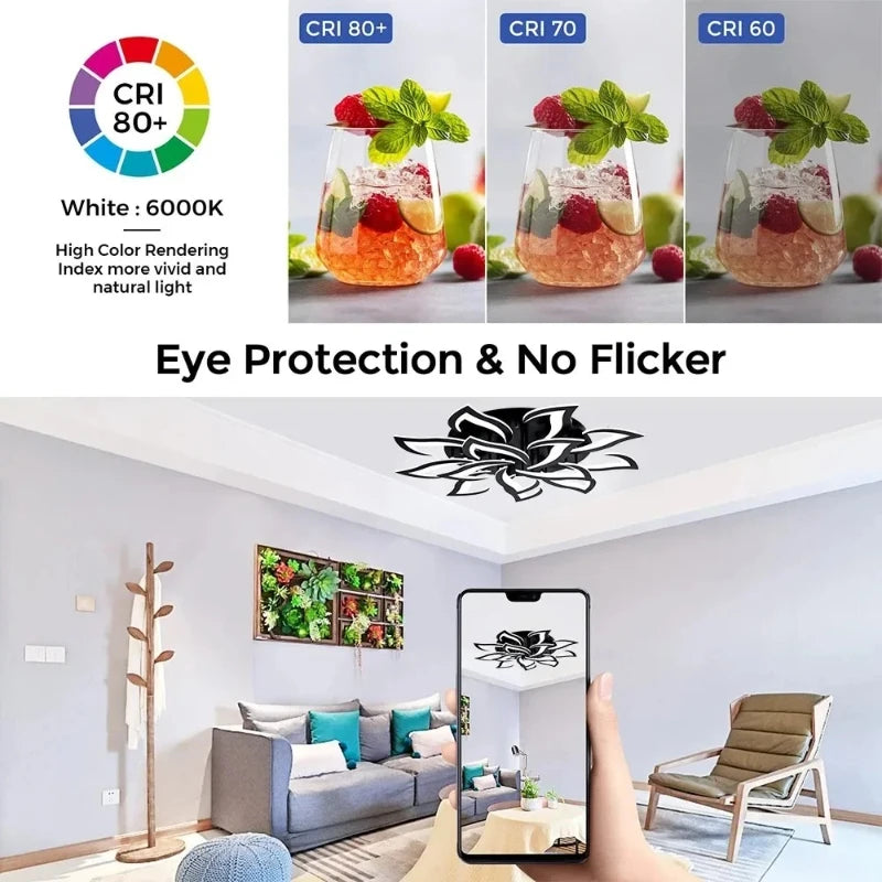 Postmodern Nordic Minimalist LED Ceiling Light Flower Shaped Acrylic Creative Bedroom Living Room Light Home Ceiling Light