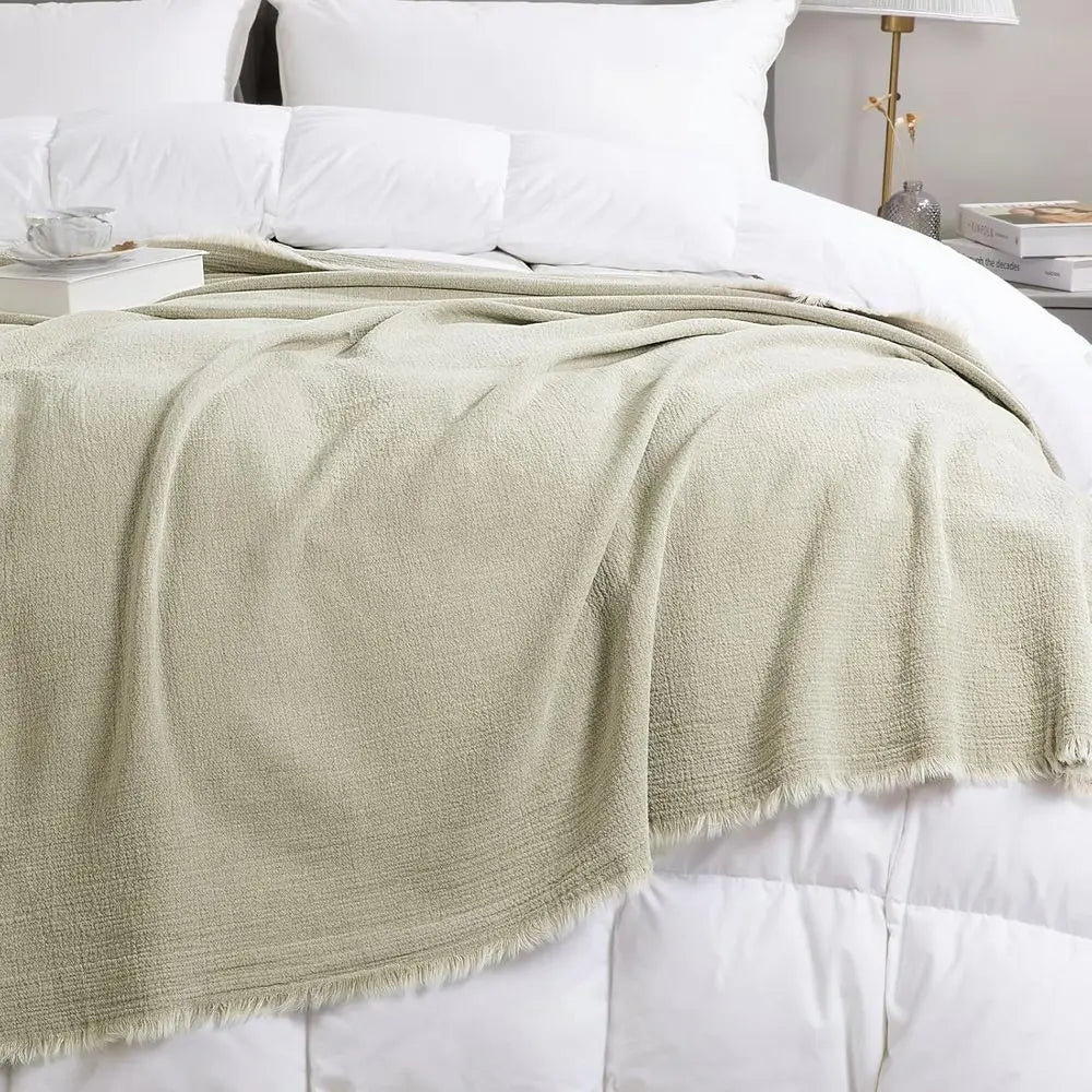 88x92 100% Pure Linen Oversized King Blanket - Soft Linen Reversible Throw Blanket in Natural Color Bed Blanket (Flax Color, 88x