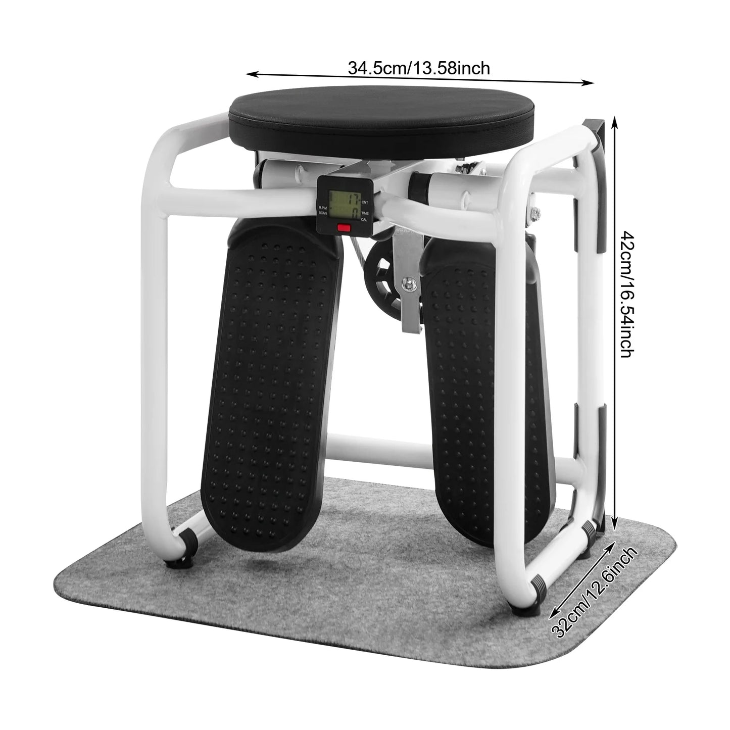 Multi-Function Stepper with Seat, Resistance Bands & Anti-Slip Mat, Exercise Stepper with LED Display, Home Workout Equipment