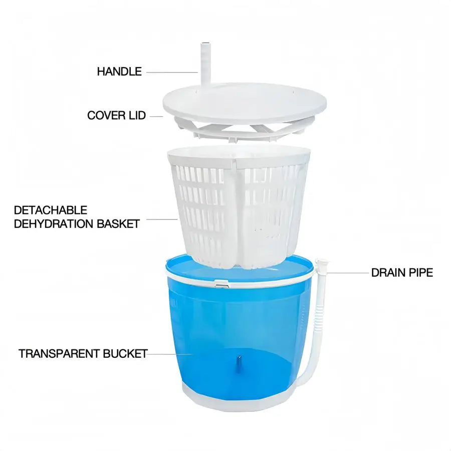 Clothes Washer and Dryer Machine, Manual Hand Crank Washing Machine and Spin Dryer Combo, NonElectric Travel Washing Machine for