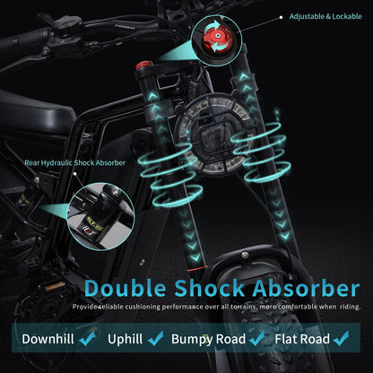 Electric Mountain Bike 750W 48V 17.5Ah 45Mile Class 3 E-Bike, 20" Fat Tire All-Terrain Bike with LCD Display UL Certified