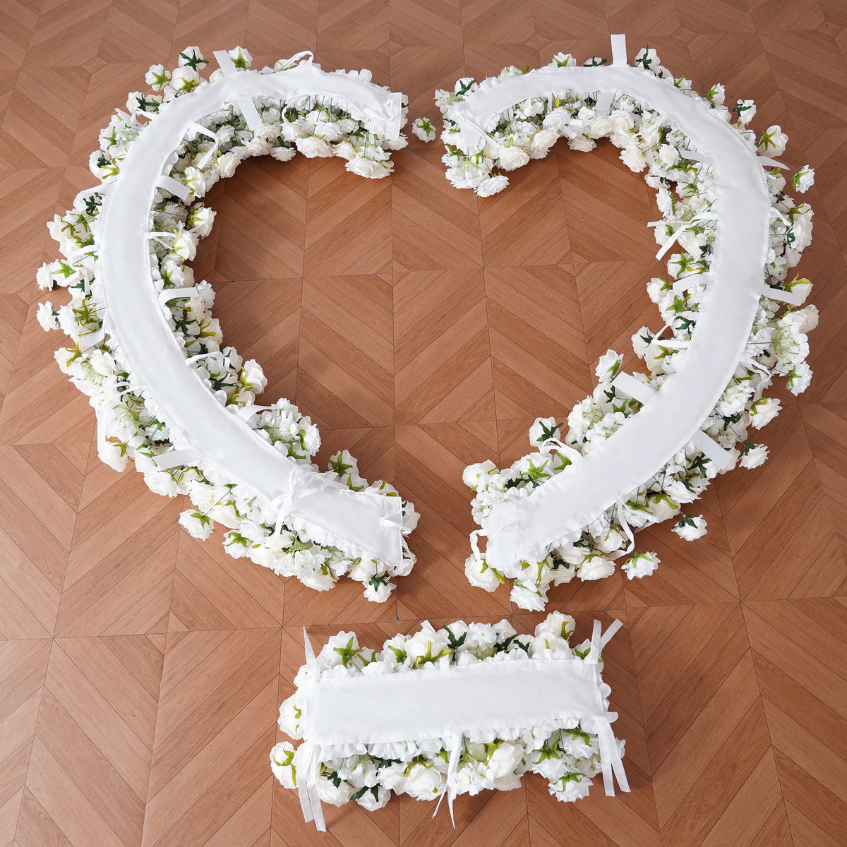 Angela Flower Artificial Champagne White Rose Heart-Shaped Floral Arrangement Cloth Base Wedding Backdrop Proposal Decor A9212