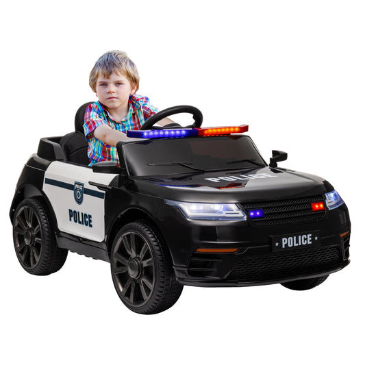 12V Kids Ride on Police Car with Remote Control, Black