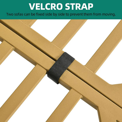 6-Piece Outdoor Rattan Sofa Set with Ottoman and Side Table, Boho Beige Patio Furniture for Backyard