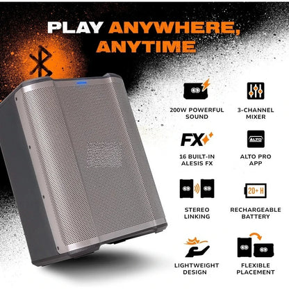 Special Edition Busker - 200W Portable PA Speaker with Rechargeable Battery, Bluetooth, 3-Channel Mixer, Alesis FX, App,