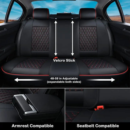 Car Seat Covers Full Set, Automotive Front and Rear Seat Covers with Backrest, Nappa Leather Car Seat Protectors Waterproof, Uni