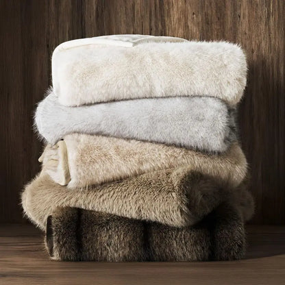 Luxury Faux Fur Throw Blanket, Soft Fluffy Faux Mink Blankets for Bed, Couch, Sofa, Thick Cozy Plush Warm Fur Throws with Revers