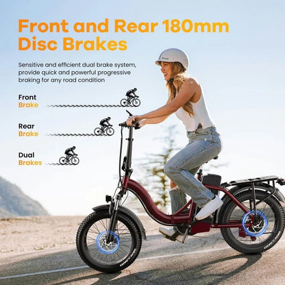 Luxury Adult Folding Electric Bike: 1000W Motor, 48V 20AH Battery, 30MPH, 80 Miles Range, 20 Fat Tires, 7-Speed