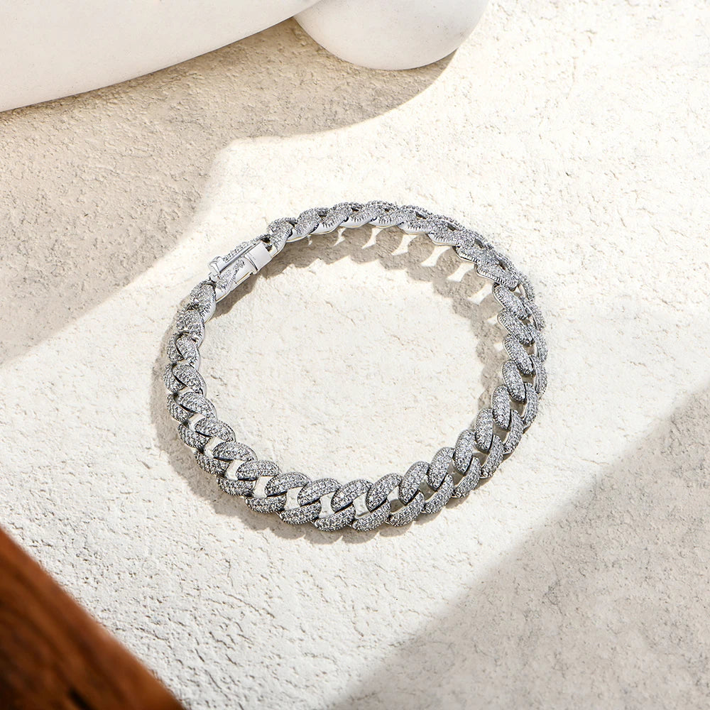 ATTAGEMS Moissanite Cuba Chain 100%S925 Sterling Silver for Man Women Classic Tennis Bracelet Fine Jewelry Shipping from the USA