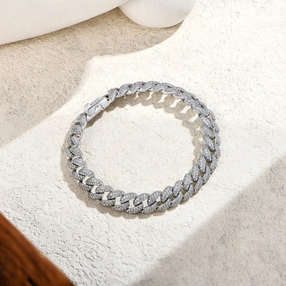 ATTAGEMS Moissanite Cuba Chain 100%S925 Sterling Silver for Man Women Classic Tennis Bracelet Fine Jewelry Shipping from the USA