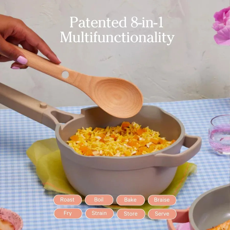 Perfect Pot - Mini 2.5Qt Nonstick Ceramic Sauce Pan with Lid Versatile Cookware for Stovetop and Oven Ideal for Steam Baking Br