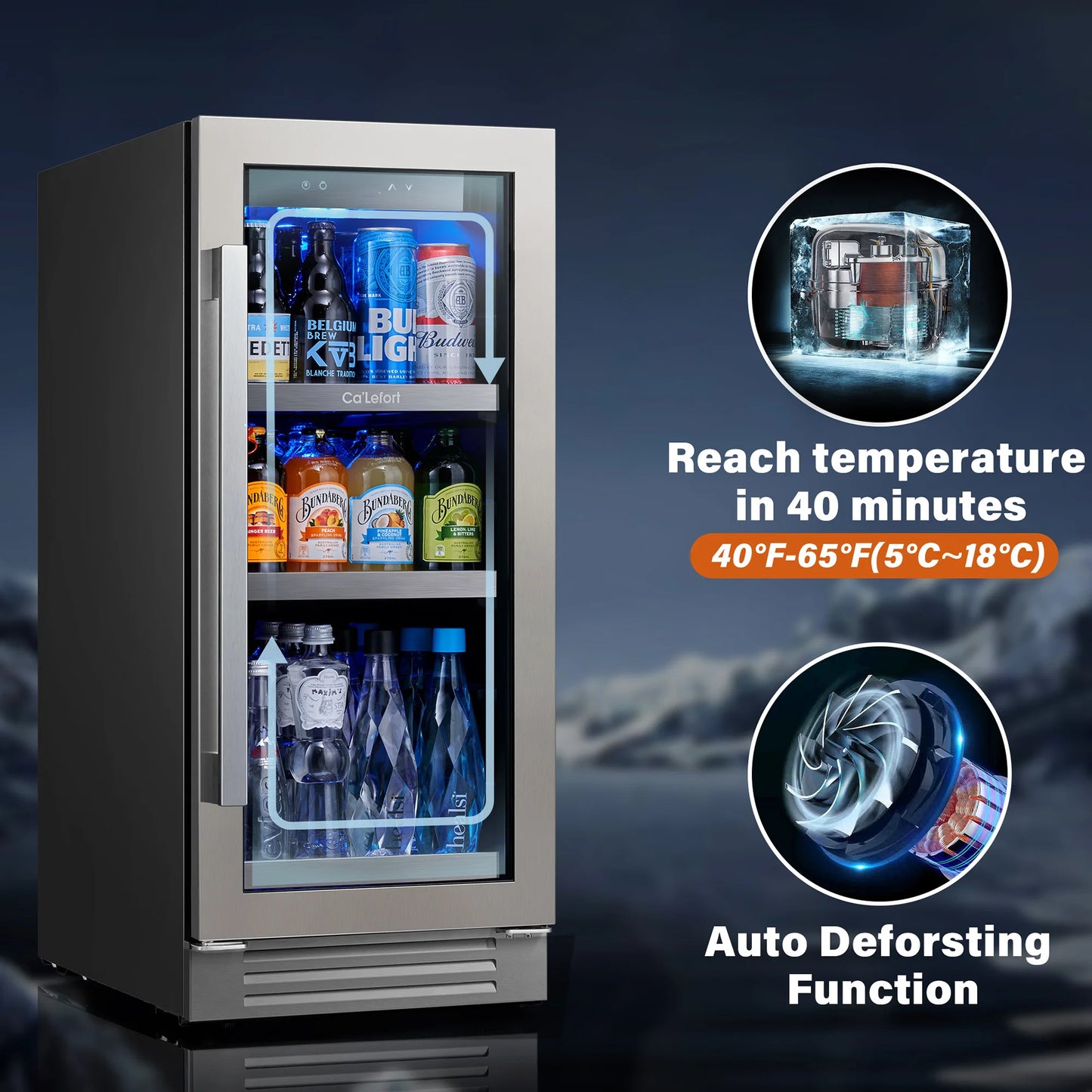 Ca'Lefort 85L Compressor Wine Cooler - 34-54°F Adjustable Cooling, Child Lock, Auto Defrost, R600a Eco Design, Home/Bar/Office
