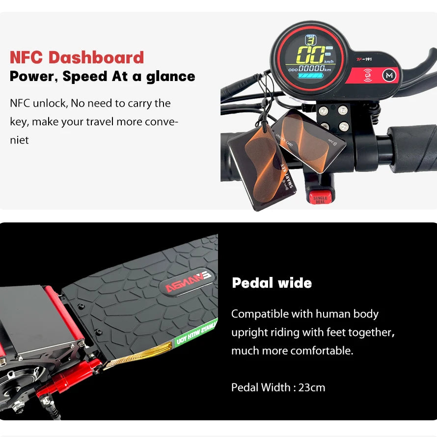 48V 18Ah E-Scooter 10" Off-road Pneumatic Tires All Terrain Mobility Scooter 1600W Dual Motor Powerful Electric Scooter