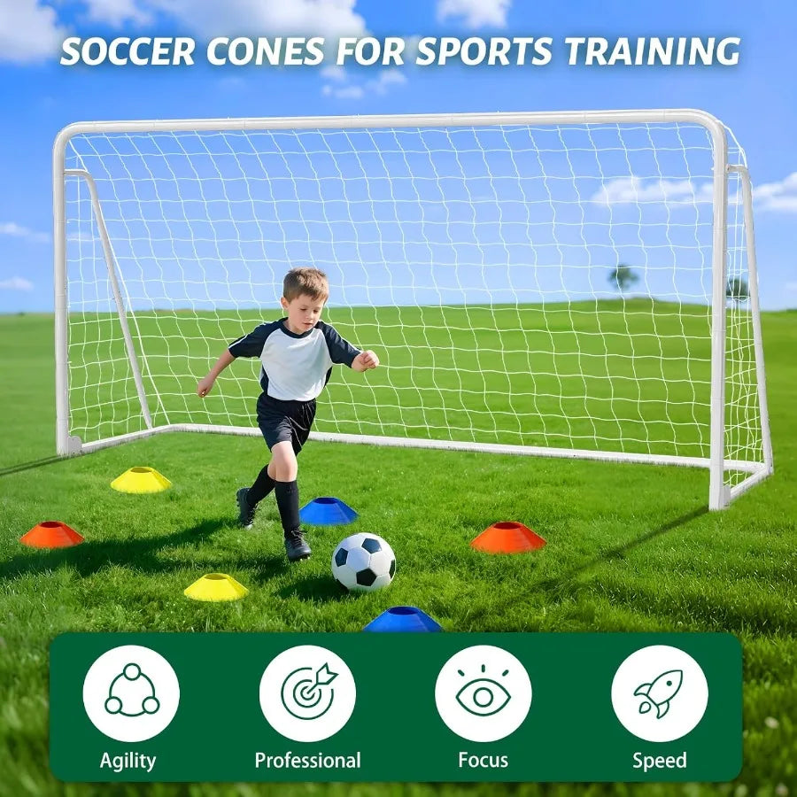 NAIZEA Soccer Goals - Multiple Sizes Available in 24x8 21x7 18x7 12x6 16x7 10x6 8x6 6x4 Feet - Durable Metal Construction for B