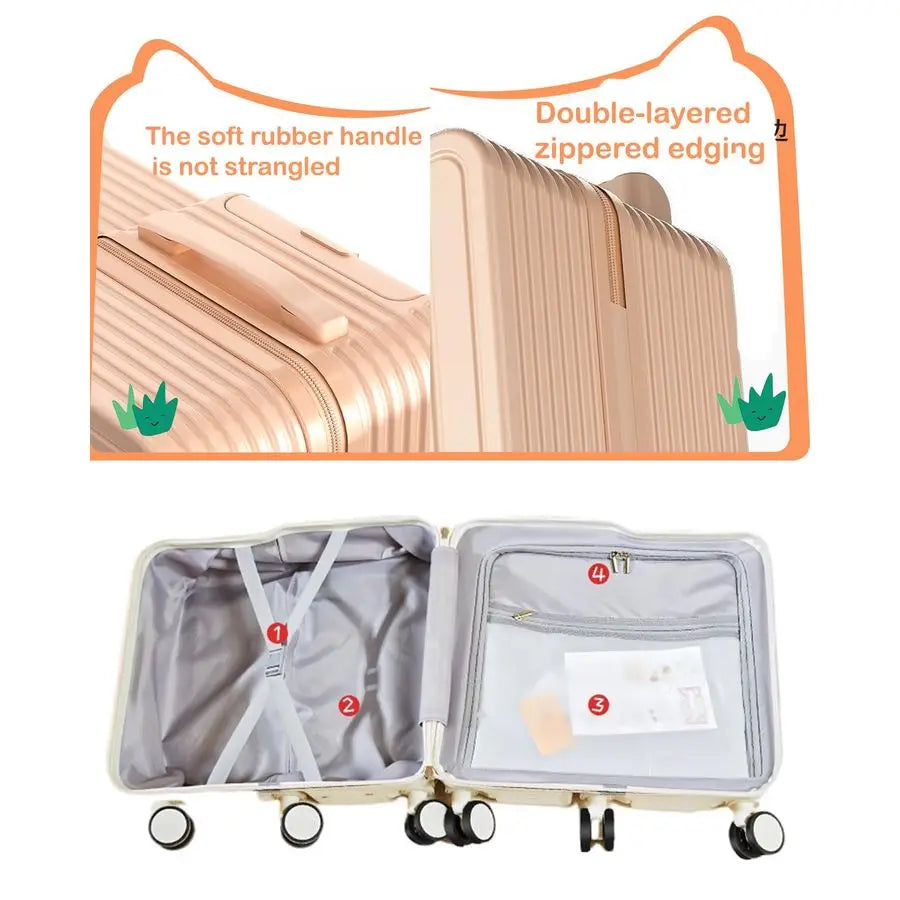 RideOn Suitcase for Kids, Kids Luggage with Spinner Wheels for Boys Girls Ride on Toddler Luggage Travel Rolling Ride on Suitcas