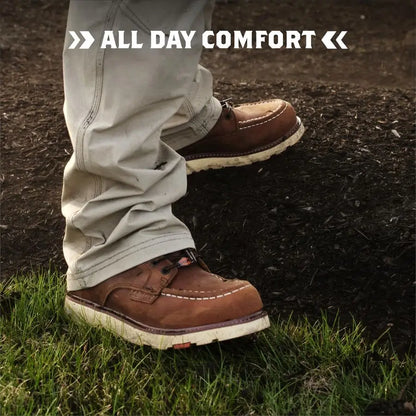Marin Unlined Comp Toe Brown 6 Lightweight Safety Toe Wedge Work Boot EH Rated Slip Oil Resistant Adjustable Width System