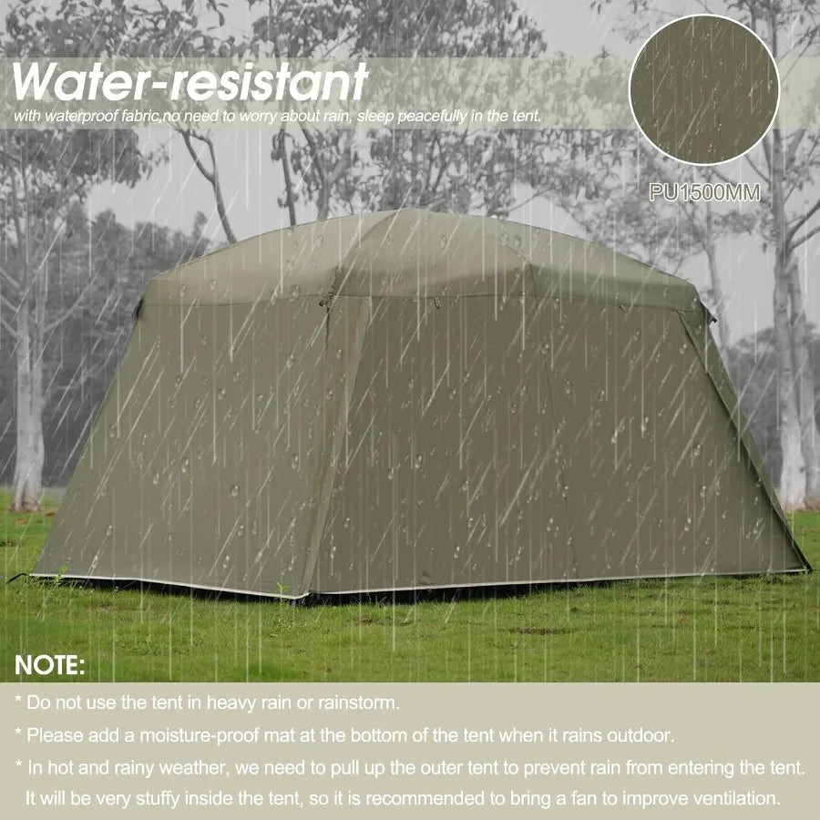 46 Person Camping Tent with 3 Door 2 Room Large Family Cabin Tents Double Layer Waterproof Portable Glamping Tent Big Tents for