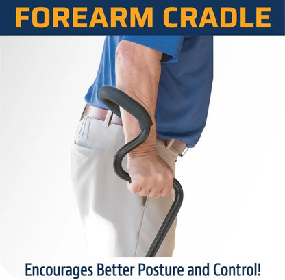 Adjustable Self-Standing Walking Cane with Ergonomic Forearm Grip for Enhanced Stability and Support