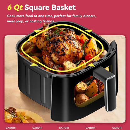 14-in-1 Air Fryer with Viewing Window, 6Qt Capacity, 392°F Max Crisp, No Oil Dual Heating, Bake, Roast, Dehydrate, Reheat, 1700W