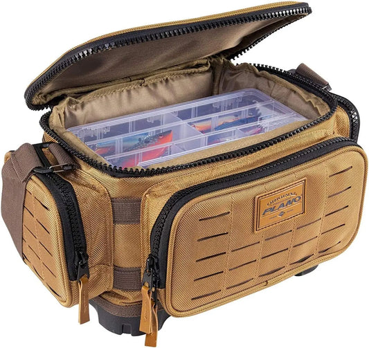 Guide Series Tackle Bag | Premium Tackle Storage with No Slip Base and Included stows, Khaki with Brown and Black Trim