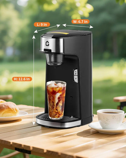 Single Serve Coffee Maker,K Cup & Ground Coffee Compatible, One-Button Fast Brew Portable Capsule Coffee Machine for Home Travel