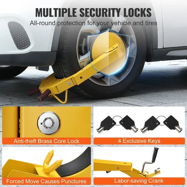 VEVOR Wheel Lock Clamp, 2-Pack Trailer Wheel Lock, Heavy-Duty Anti Theft Tire Lock, Trailer Wheel Locks for RV Trailers, Cars, T