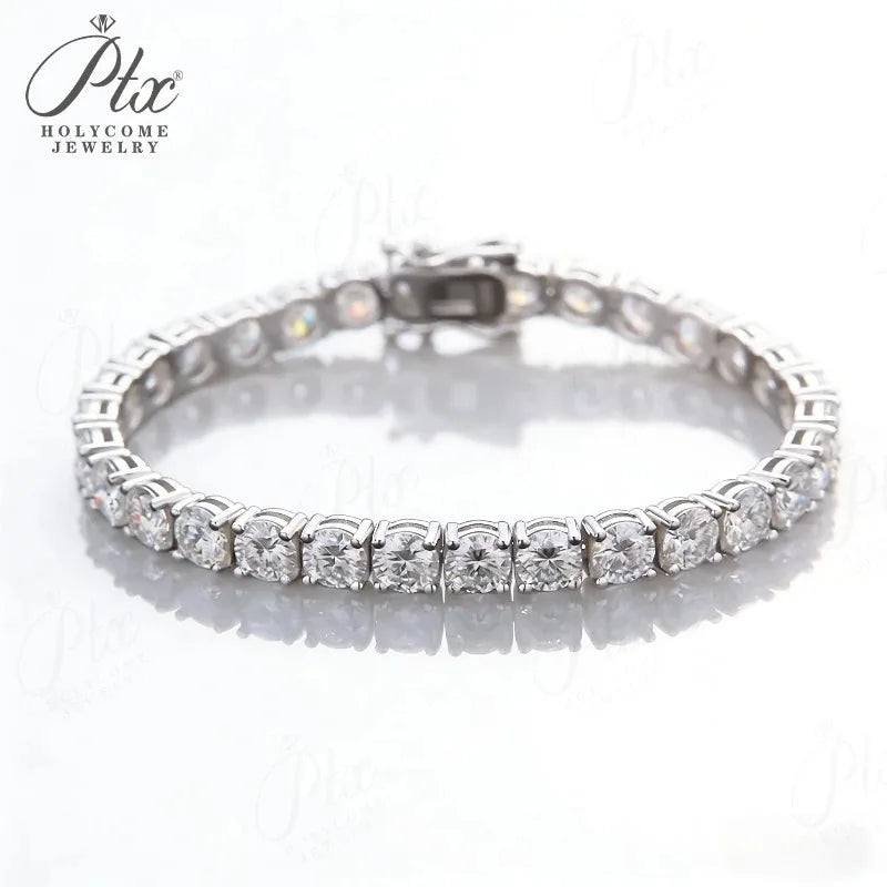 3/4/5/6.5mm Moissanite Tennis Bracelet Silver Color For Women Men Dazzling Crystal Hand Chain Wedding Gift Punk Fashion Jewelry