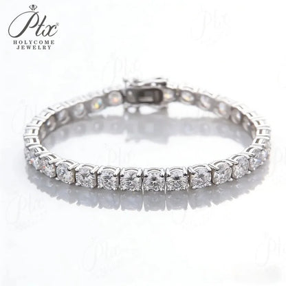 3/4/5/6.5mm Moissanite Tennis Bracelet Silver Color For Women Men Dazzling Crystal Hand Chain Wedding Gift Punk Fashion Jewelry
