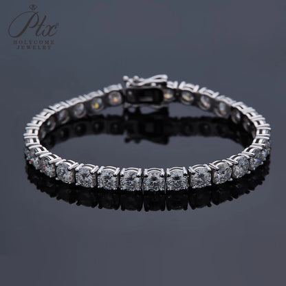 3/4/5/6.5mm Moissanite Tennis Bracelet Silver Color For Women Men Dazzling Crystal Hand Chain Wedding Gift Punk Fashion Jewelry