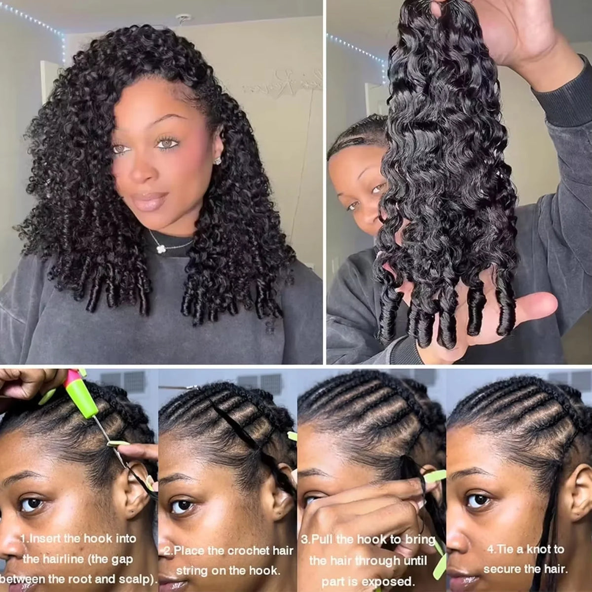 Crochet Human Hair Burmese Curly Knotless Feather Pre-Separated Crochet Braid Light Weight Reusable Brazilian Hair Extension