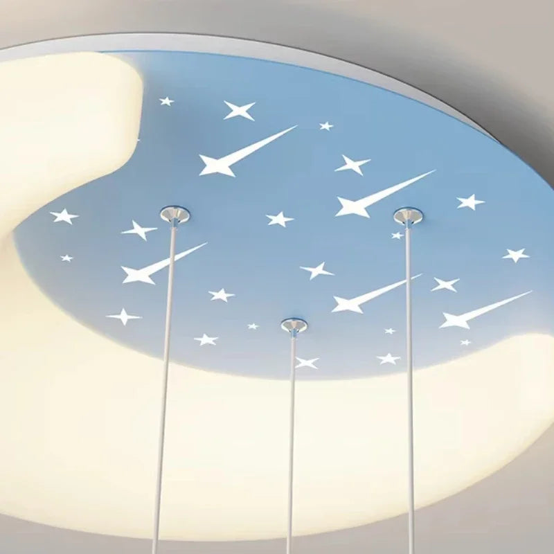 Nordic Moon Star Design Cream Style Led Ceiling Lamp Dimmable for Child Bedroom Study Home Decor Acrylic Hanging Light Fixture
