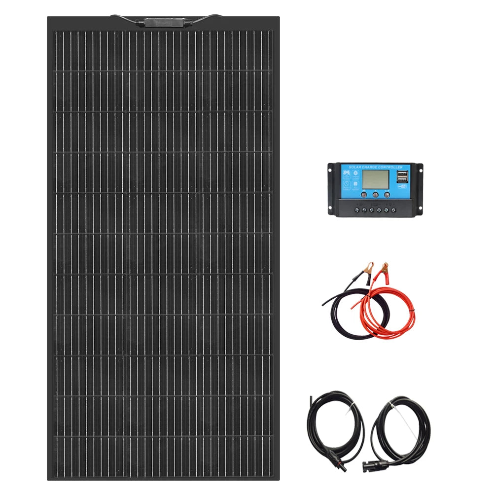 120W 240W 24V 12V Flexible Solar Panel Kit Monocrystalline Cell PV For Battery Home Boat Marine RV Cabin Van Car Uneven Surfaces