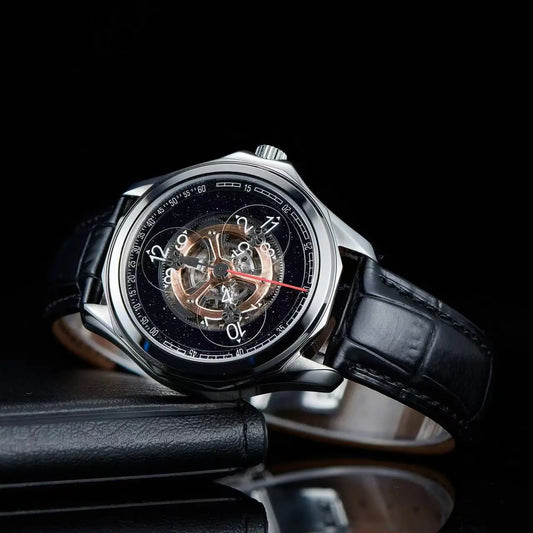 OBLVLO men's watch Star Creative Fully automatic mechanical watch Men's watch Skeletonized fashionable and trendy wristwatch men