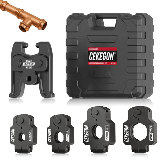 CEKEGON CC22 Actuator Copper Press Rings Kit 1/2", 3/4", 1", 1-1/4" For 22kN/24kN Copper Pipe Press Tools 180° Rotation Press Rings for Narrow Spaces